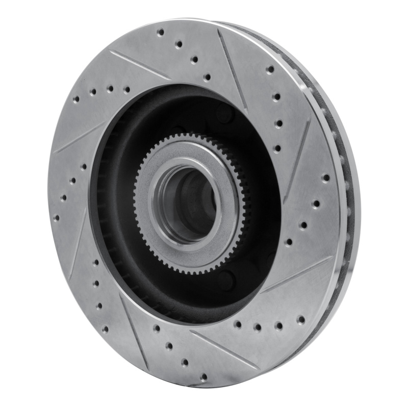 Ford F-250 Super Duty Brake Rotor (1) - Front Left - R1 Concepts - Drilled & Slotted - Silver - `05-`07